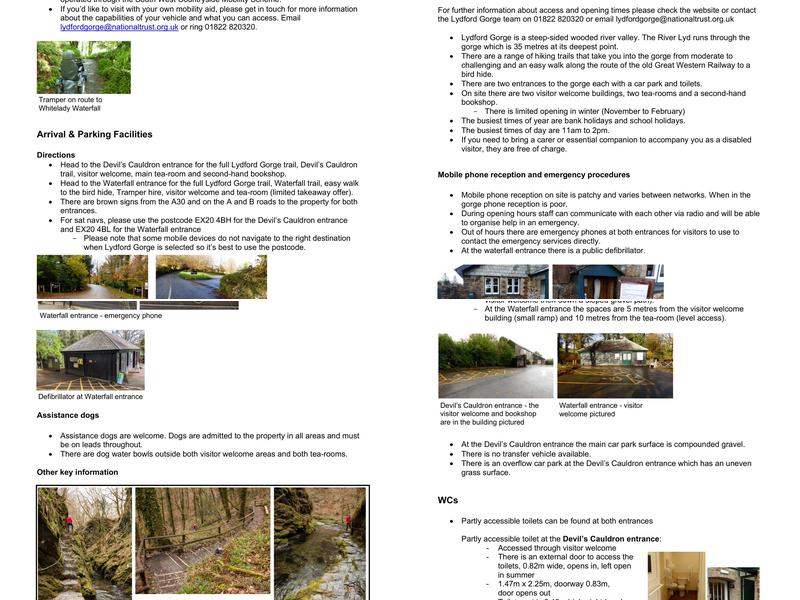 National Trust Lydford Gorge Tea Rooms Menu