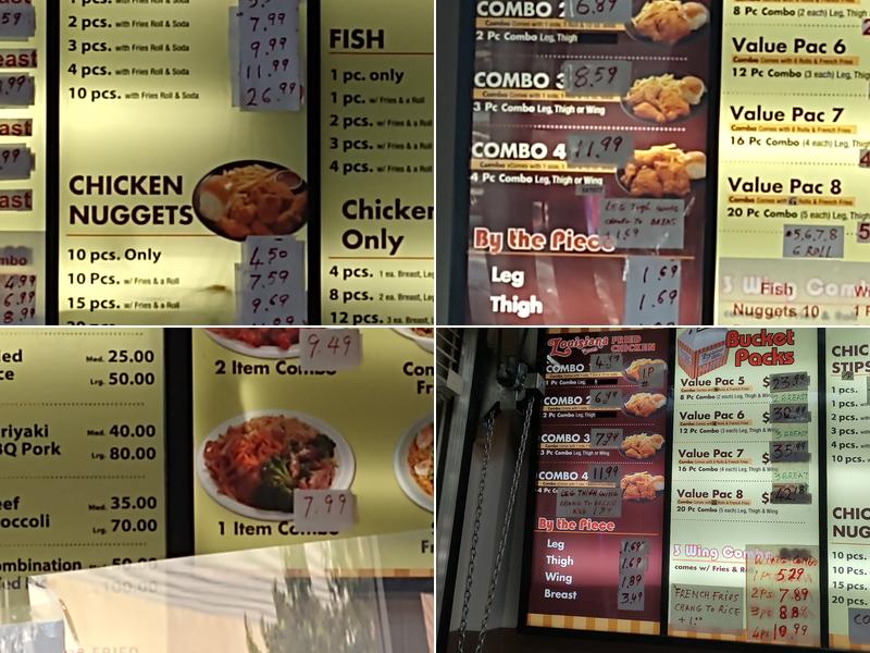 Louisiana Fried Chicken/Chinese food Menu