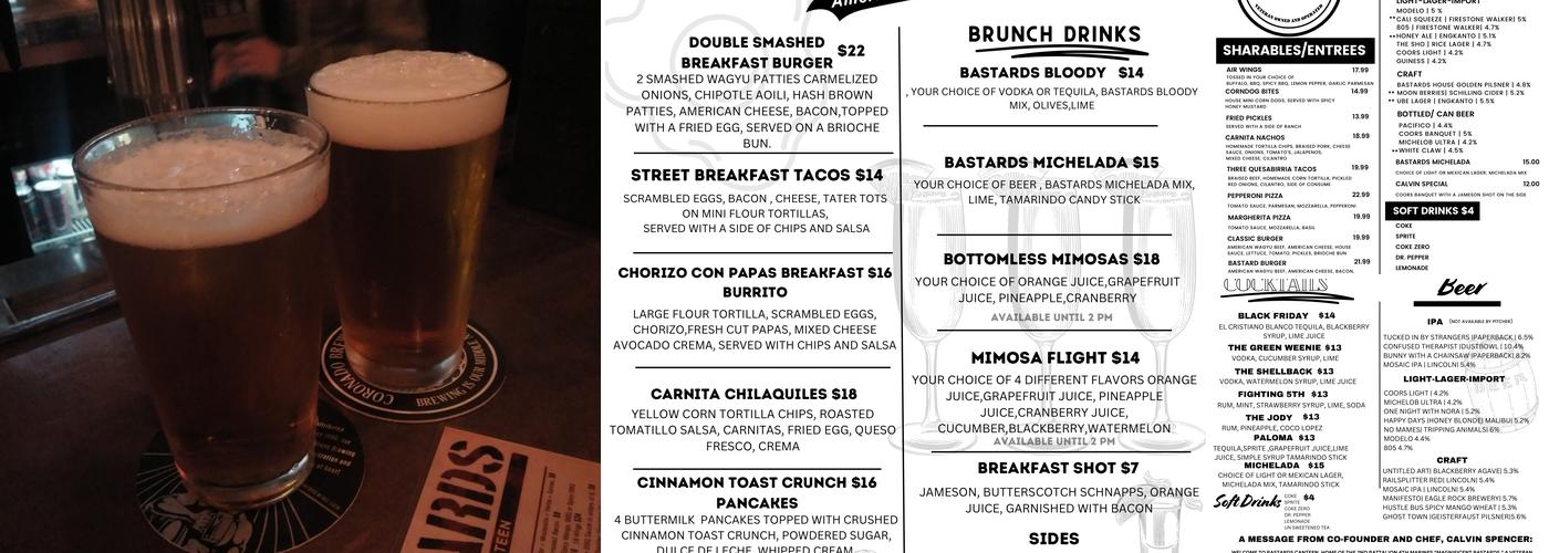 Bastards Canteen Menu