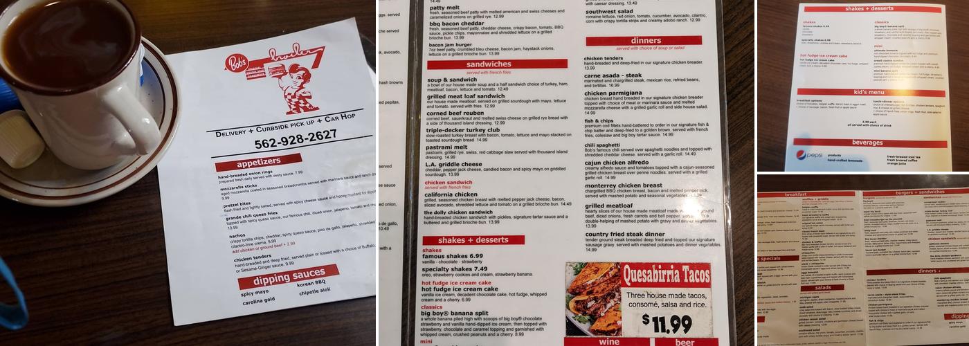 Bob's Big Boy Menu