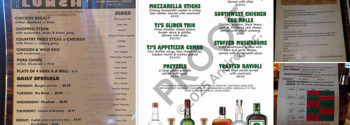 T J Mulligans Menu