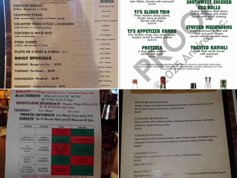 T J Mulligans Menu