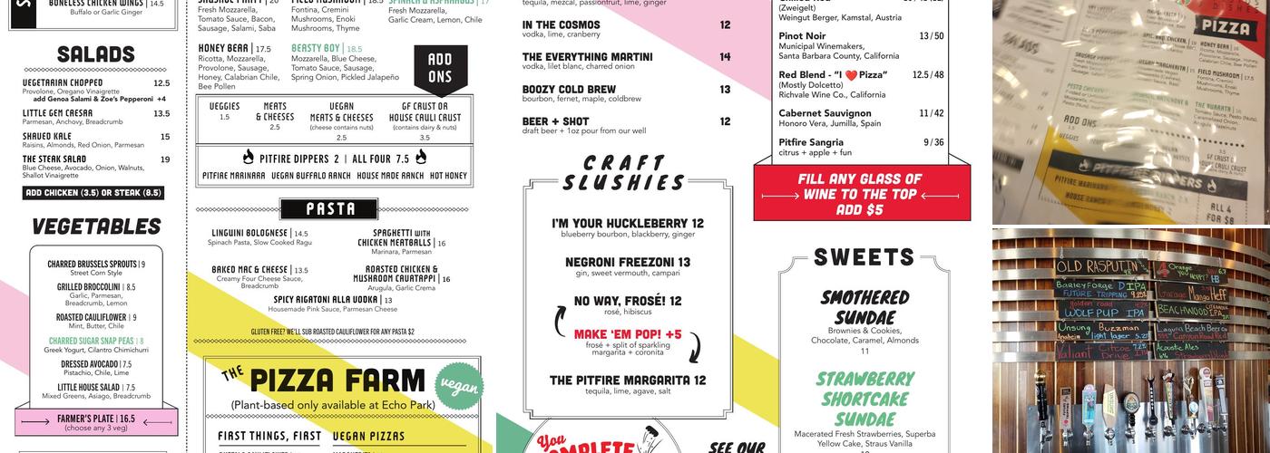 Pitfire Pizza Menu