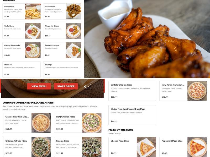 Johnny's The Bronx Pizza Menu