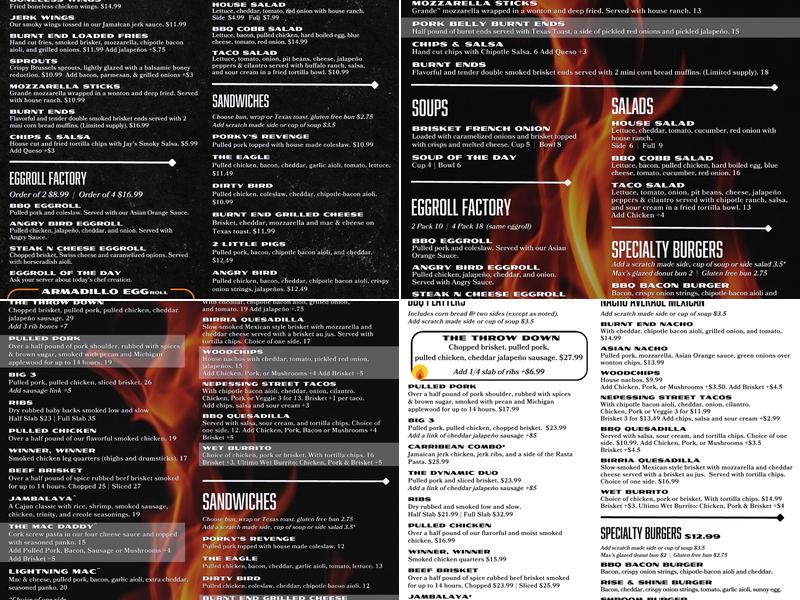 Woodchips BBQ Menu