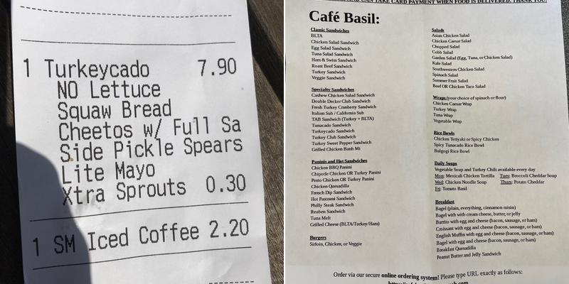 Cafe Basil Menu