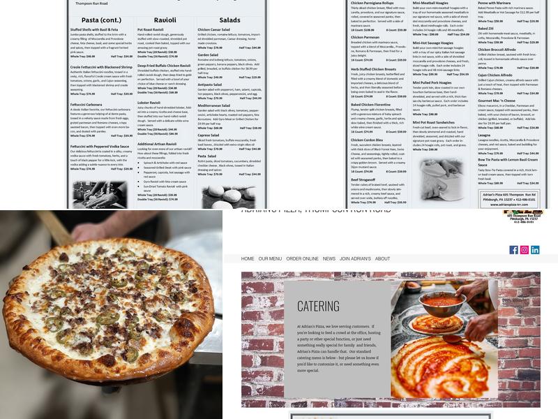 Adrian's Pizza Menu
