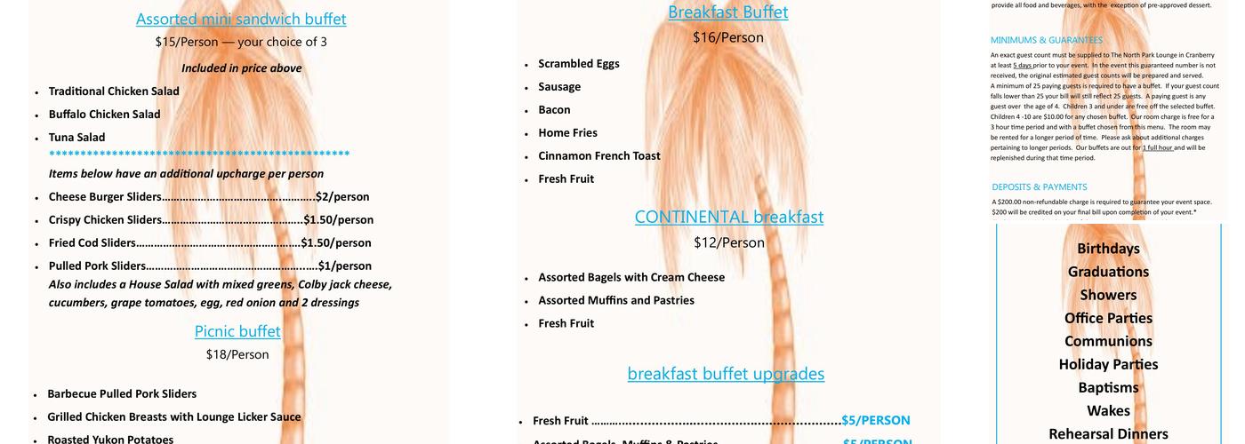 North Park Lounge Cranberry Menu