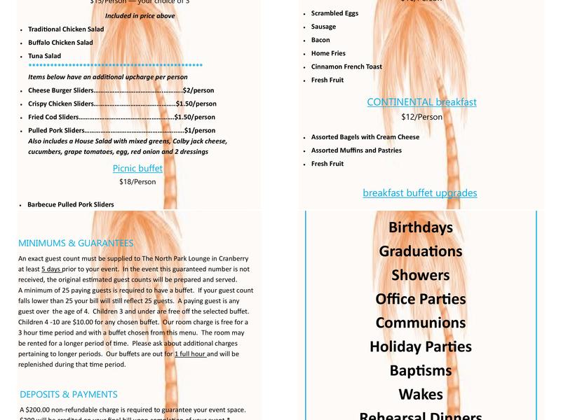 North Park Lounge Cranberry Menu