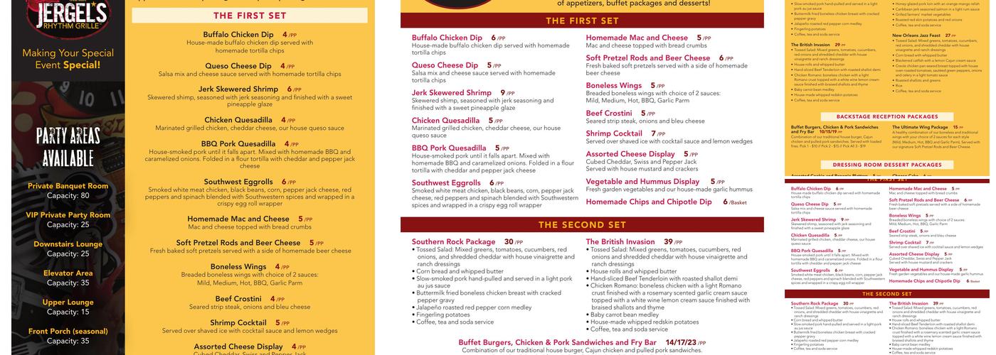 Jergel's Rhythm Grille Menu