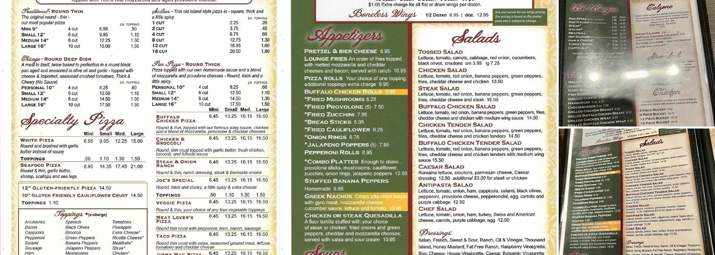 Monte Cello's Cranberry Menu