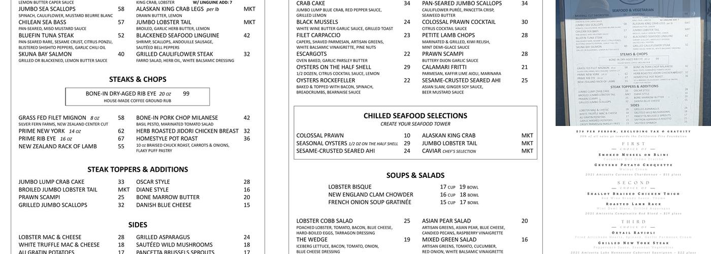 21 Oceanfront Menu