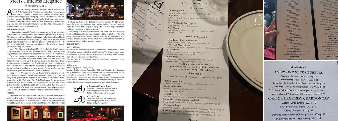 A Restaurant Menu