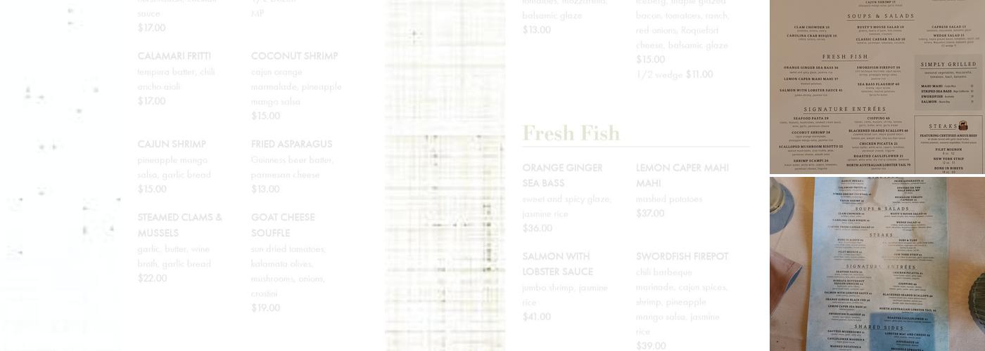 Rusty Pelican Menu