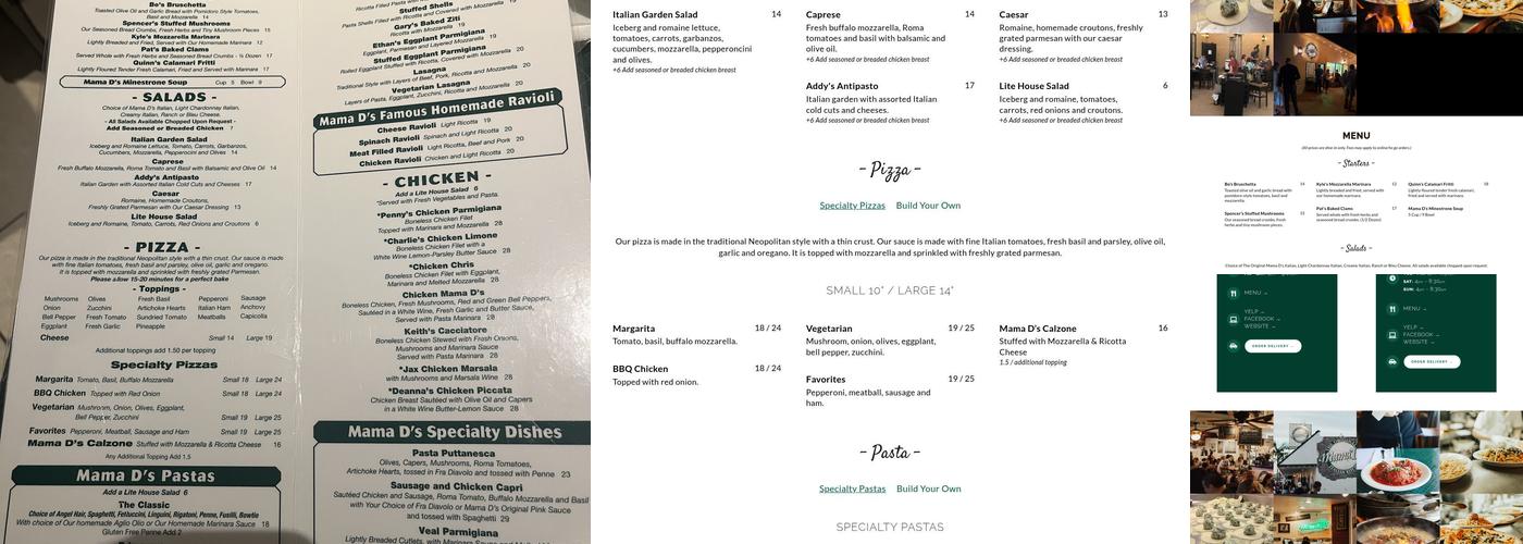 The Original Mama D's Italian Kitchen Menu