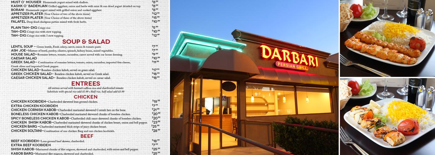 Darbari Persian Grill Menu