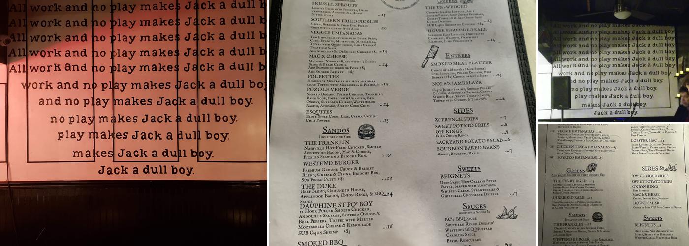 Westend Menu
