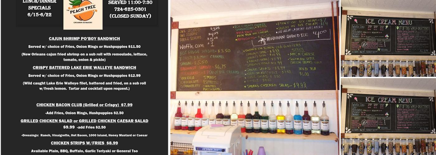 The Peach Tree Creamery and Bakery Menu