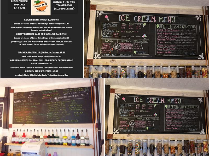 The Peach Tree Creamery and Bakery Menu