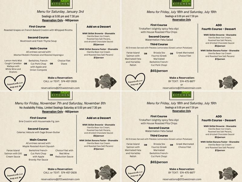 Westmain Kitchen Menu