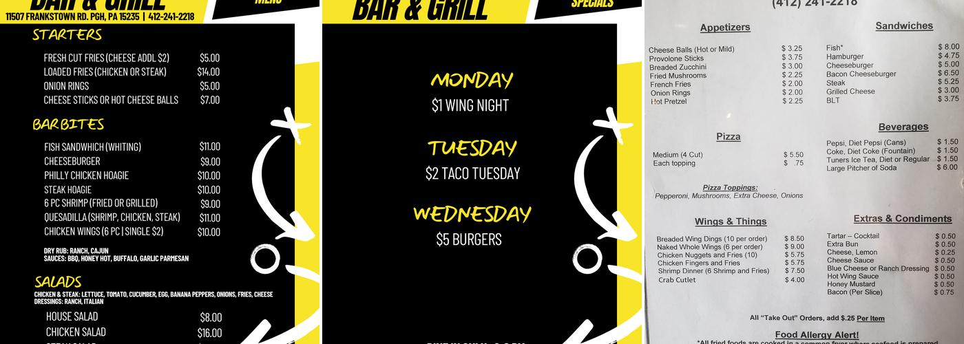 Penn Hills Bar & Grill Inc Menu