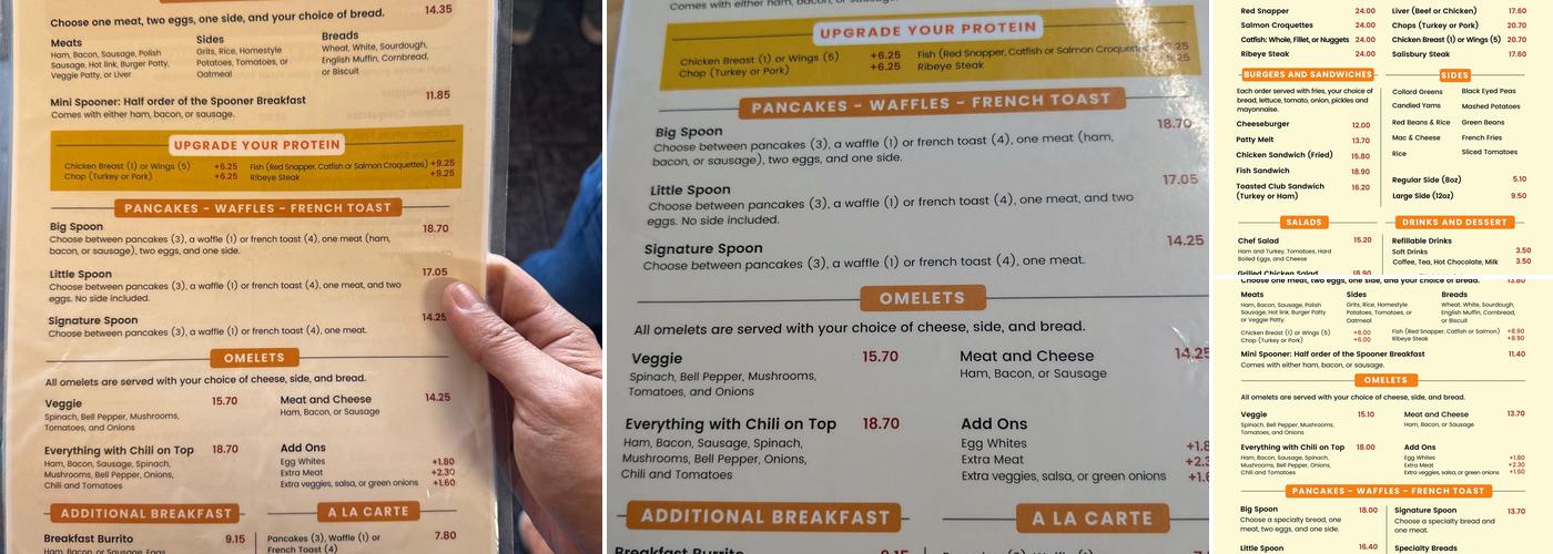 The Serving Spoon Menu