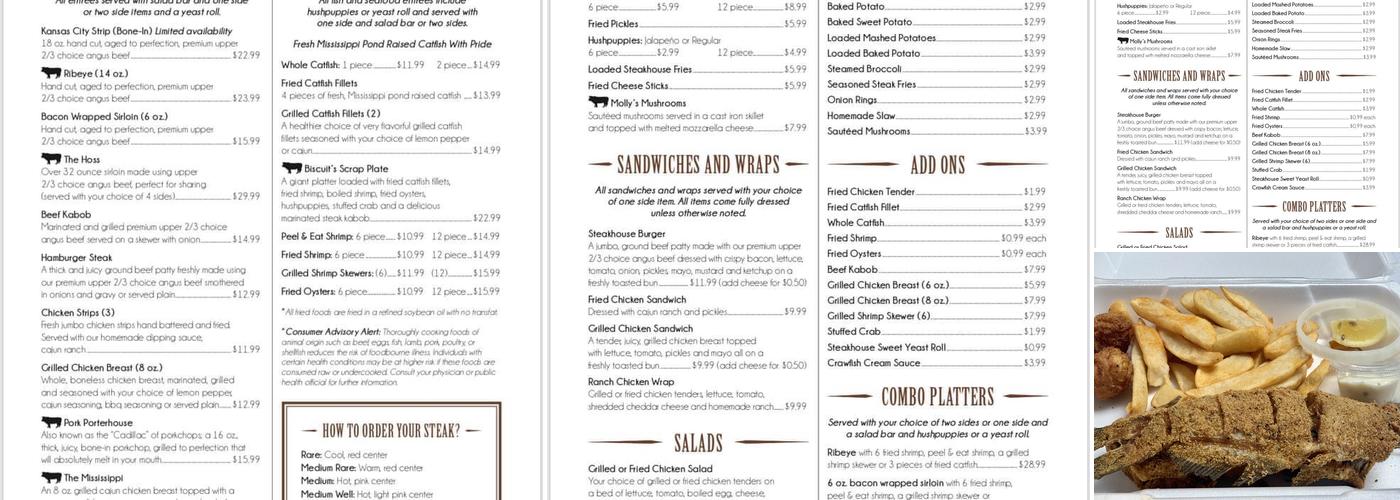 Biscuits Steakhouse Menu