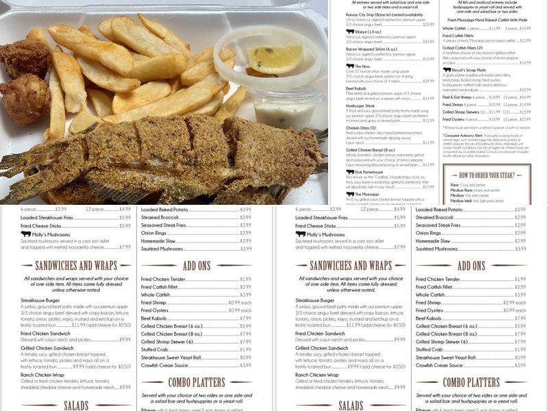 Biscuits Steakhouse Menu