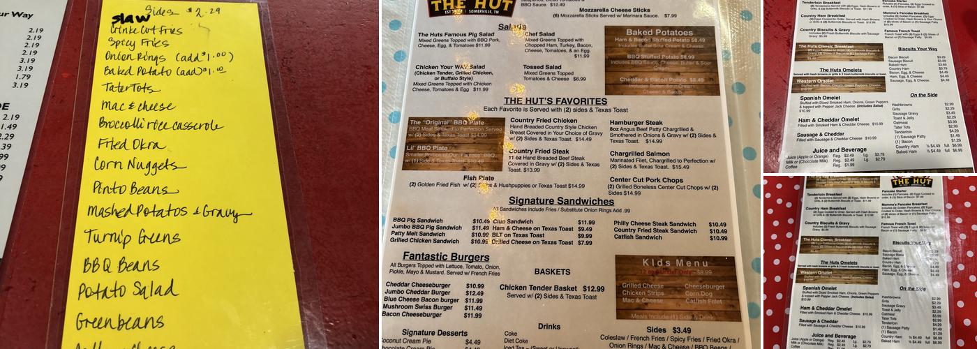 The Hut Menu
