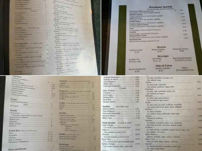 Hatsuhana Express Menu