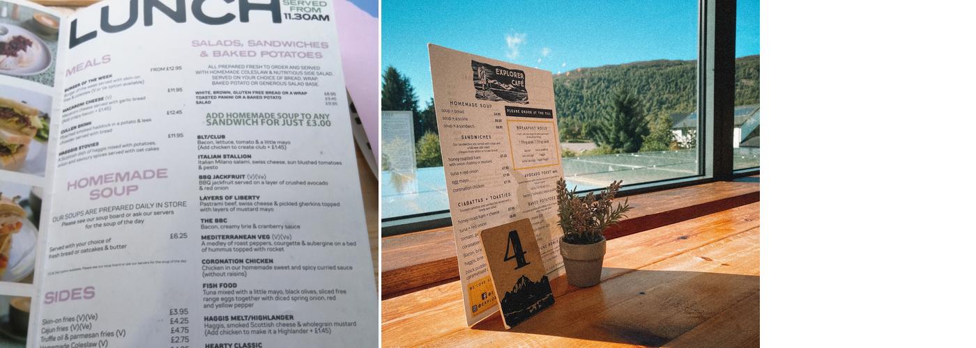 Explorer Cafe Aviemore Menu