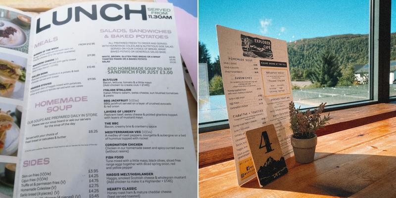 Explorer Cafe Aviemore Menu