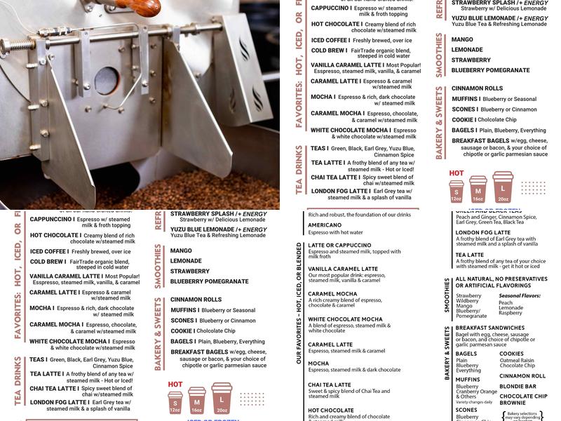 Five Lakes Coffee Menu