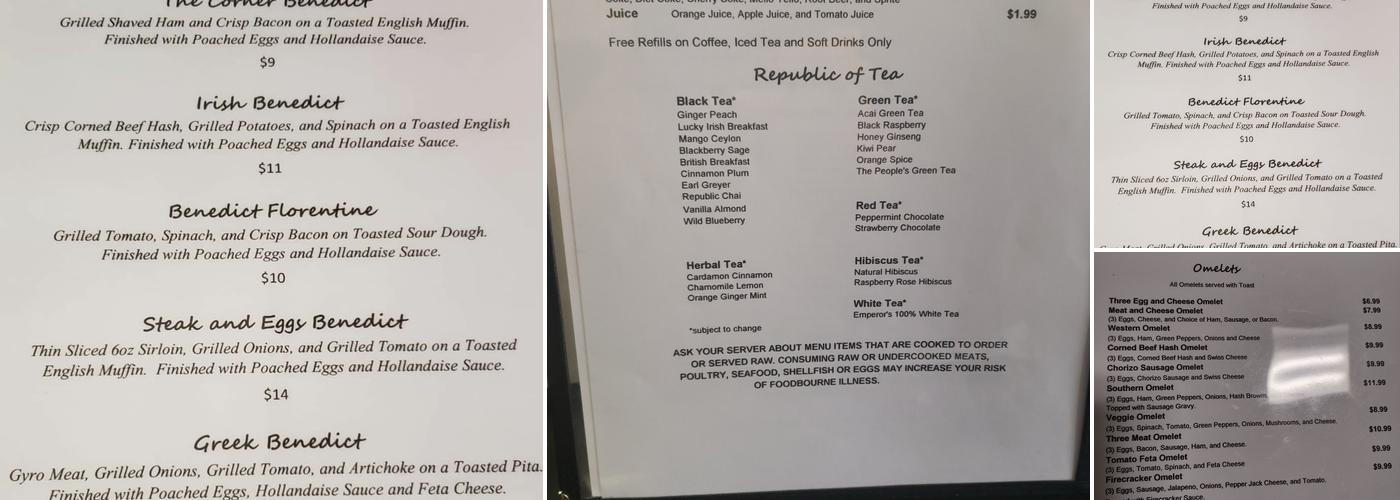 Corner Cafe Menu