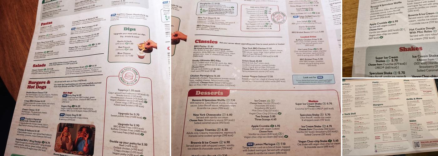 Frankie & Benny's Menu