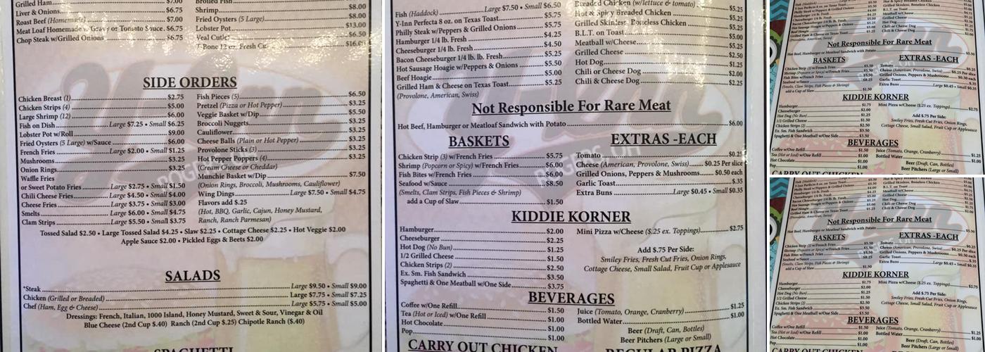 Y-Inn Menu