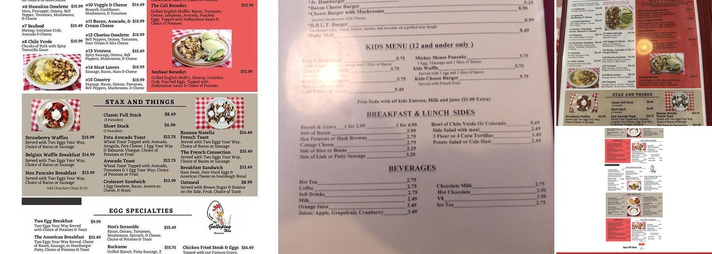 Galloping Hen Menu