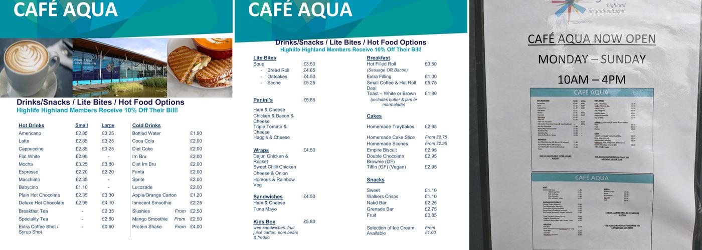 Cafe Aqua Menu