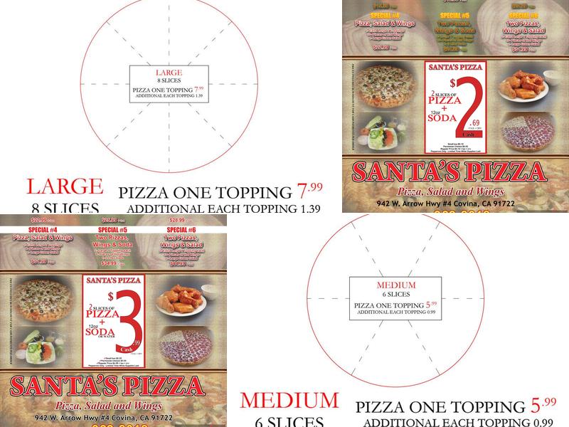Santas Pizza Menu