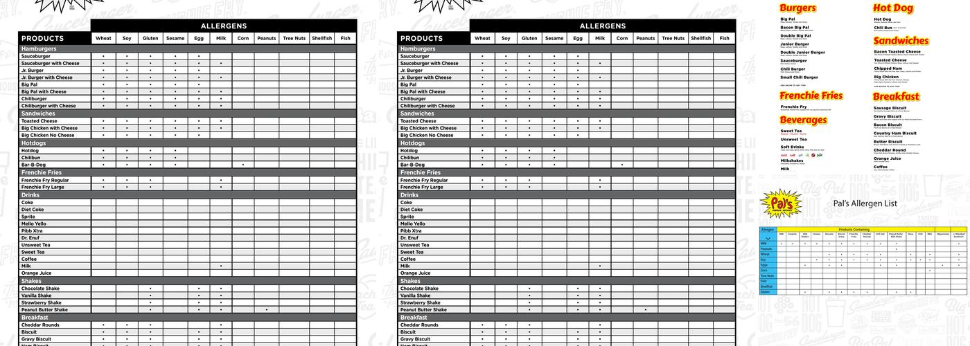 Pal's Sudden Service Menu