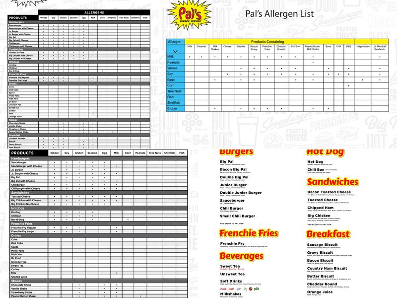 Pal's Sudden Service Menu