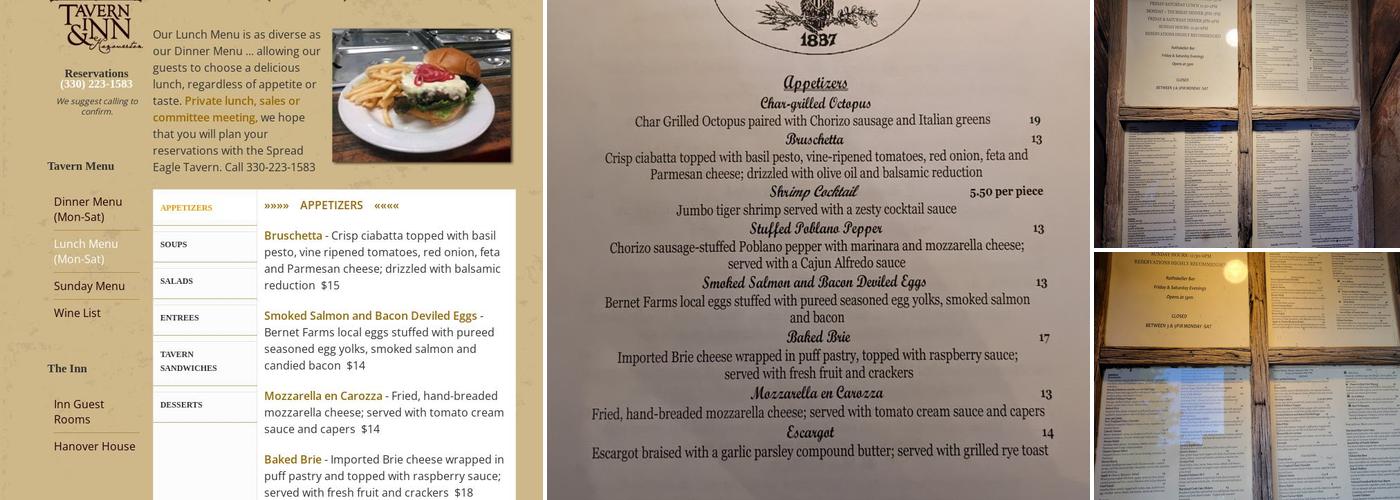 Spread Eagle Tavern & Inn Menu