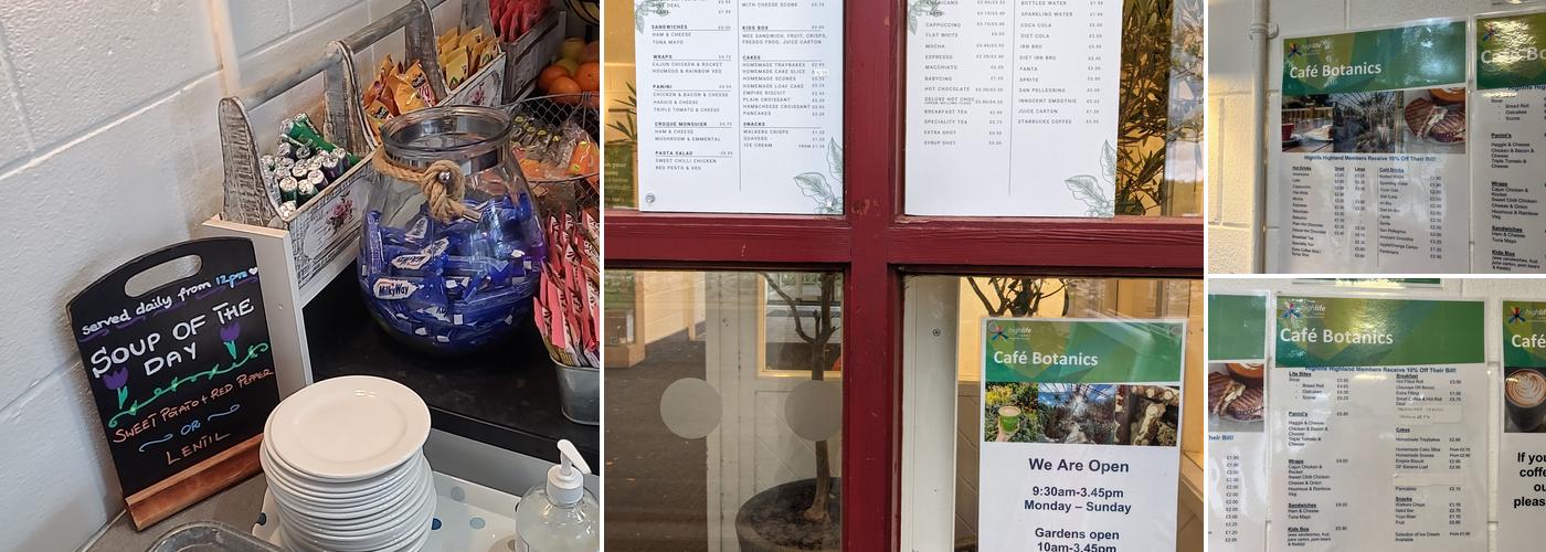 Cafe Botanics ( was Cobbs At Inverness Botanic Gardens) Menu