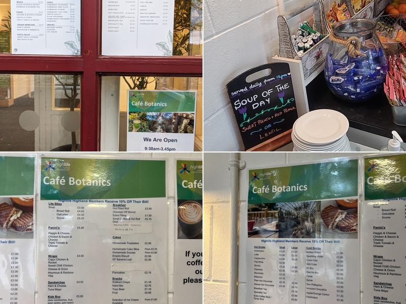 Cafe Botanics ( was Cobbs At Inverness Botanic Gardens) Menu