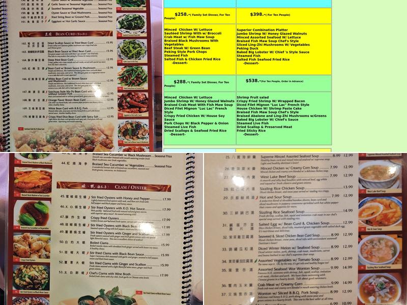 Town Sent Seafood Restaurant Menu