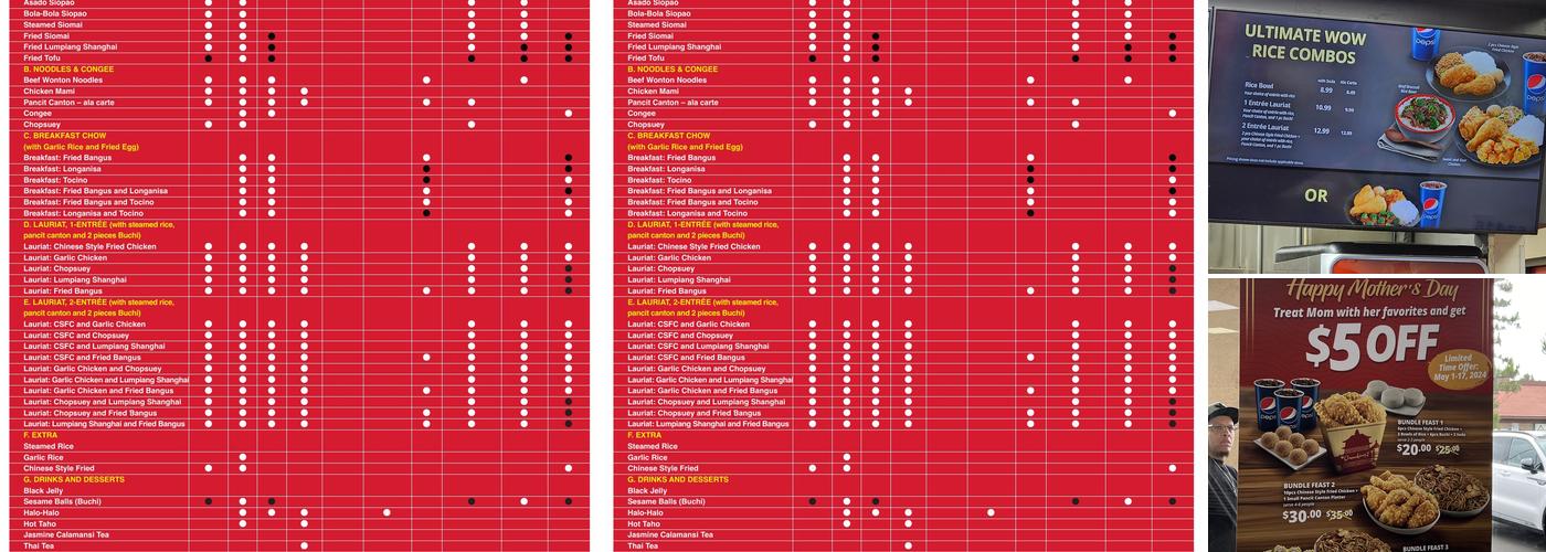 ChowKing Menu