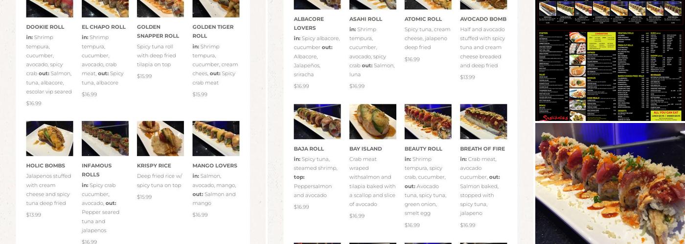 Sushiholics Menu