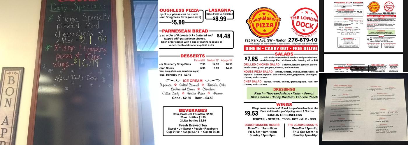 Doughmakers Pizza Menu