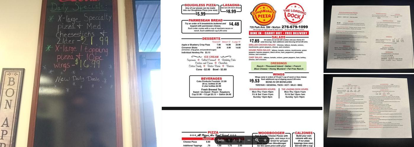 Doughmakers Pizza Menu