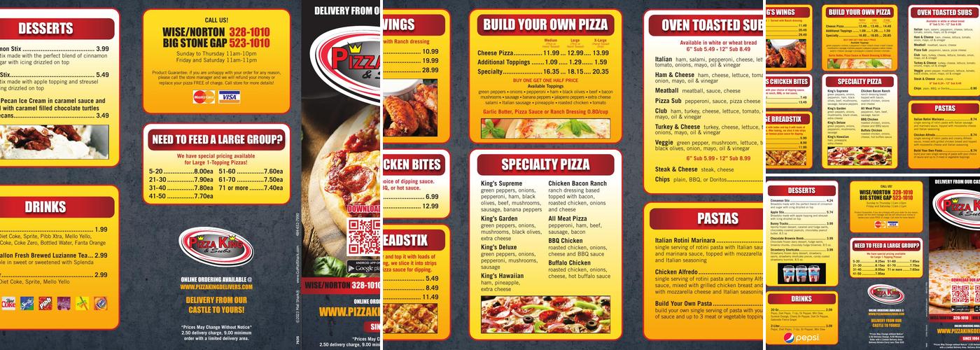 Pizza King Menu